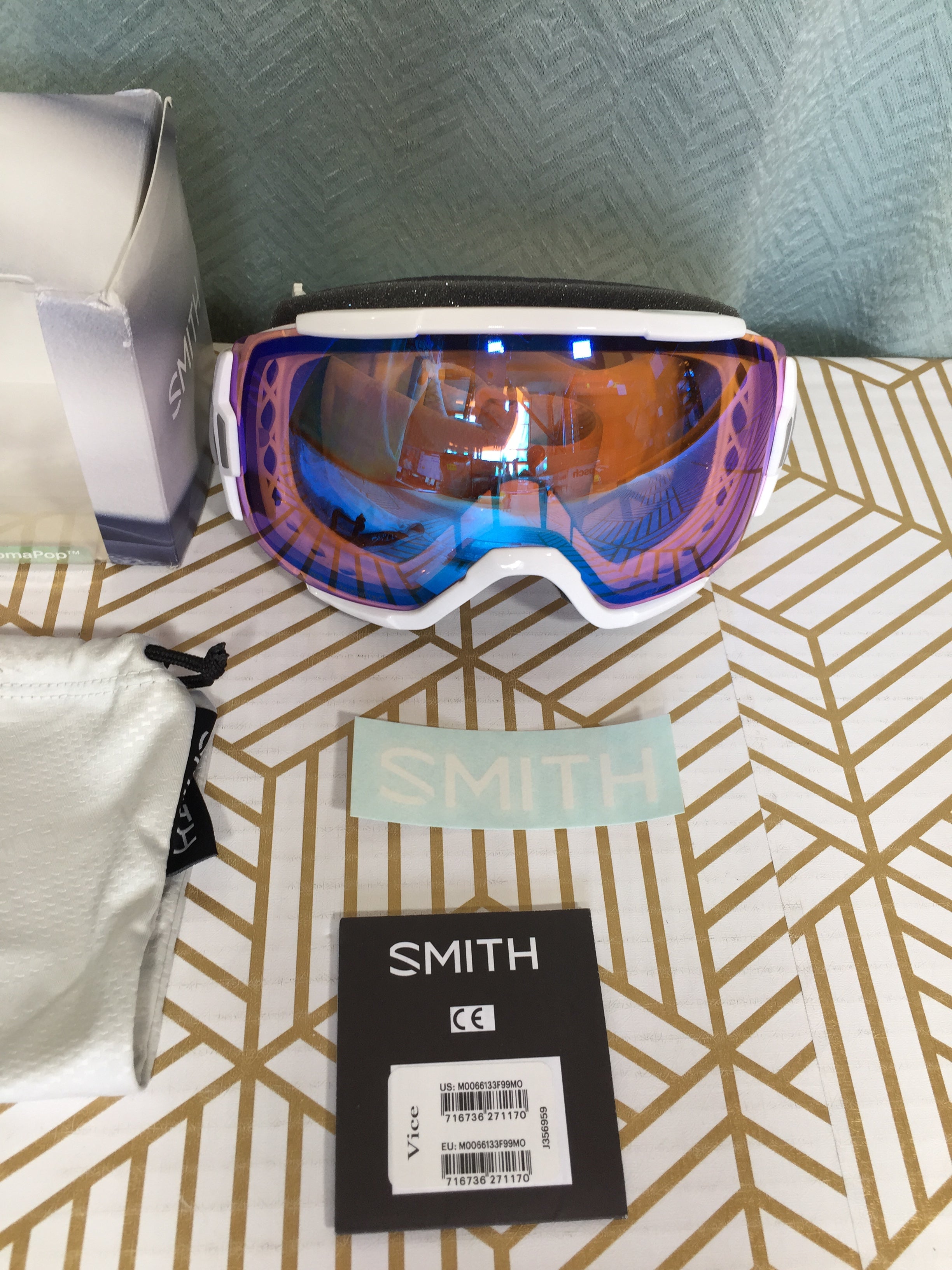 Smith Optics 2019 Vice Snow Goggles - Vaper White/Chromapop Storm Rose Flash (7746670035182)